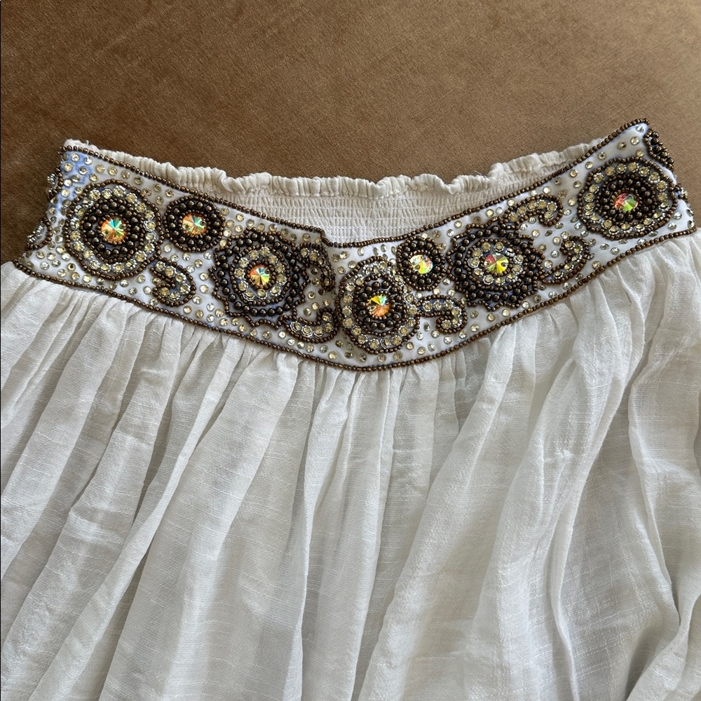 Vintage Skirt and pull up top full Sheared elastic back embellished Christals